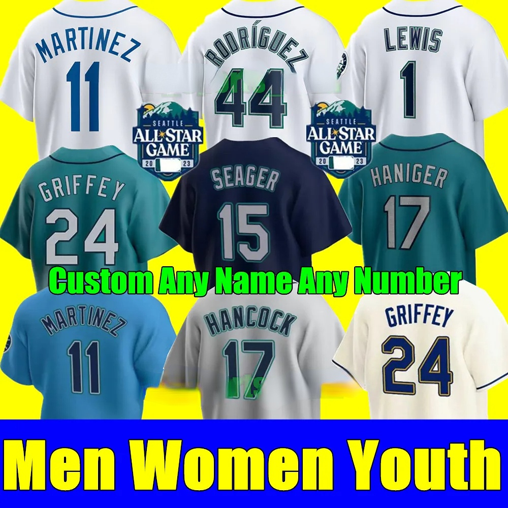 

2023 S-3XL Custom 44 Julio Rodriguez Jersey 24 Ken Griffey Eugenio Suarez Mariners Ty France 3 J.P. Crawford 13 Abraham Toro 12 Evan White 51 Ichiro Baseball Jerseys, As shown in illustration15