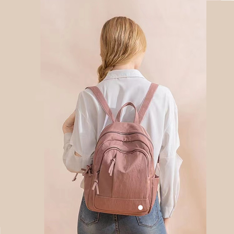 

lu Backpack Waterproof Nylon Students Outdoor Bags Teenager Shoolbag Korean Trend With Backpacks 3 Colors, Pink