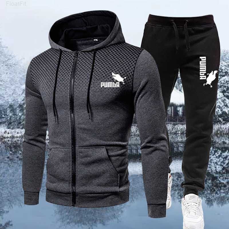 

Men's Hoodies Sweatshirts 2023 Spring Autumn New Brand Sports Printed Set for Luxury Fleece Zip Casual Designer Suits Clothing, Light gray b