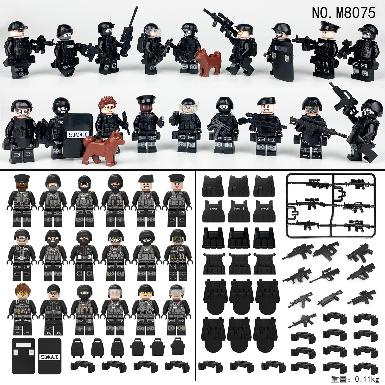 

M8075 Plastic Building Blocks Military SWAT Soldier Minifigs Mini Action Figure Toy
