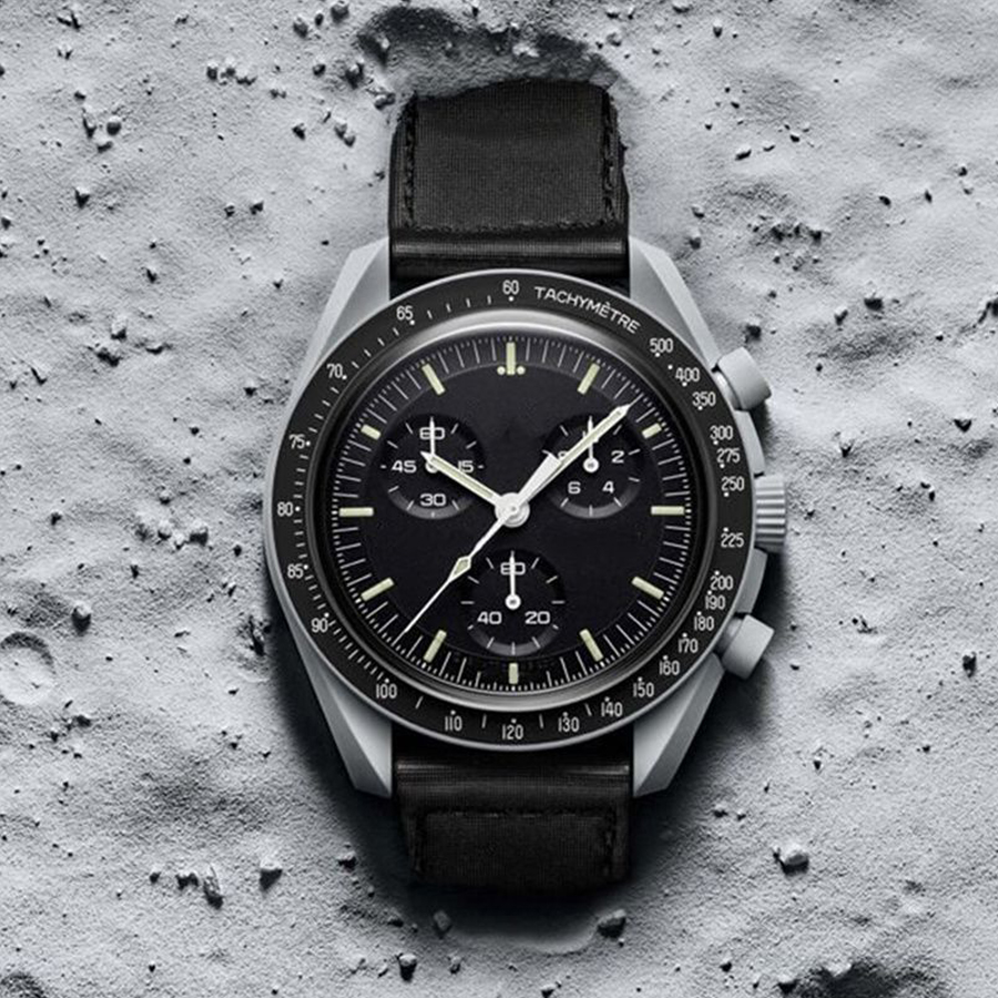 

Fashion luxury mens watches Moonswatch Bioceramic date Planet Moon Quarz Watch Mission 42mm 904L Full Function Chronograph Mens Ladies couple Wristwatches, 07