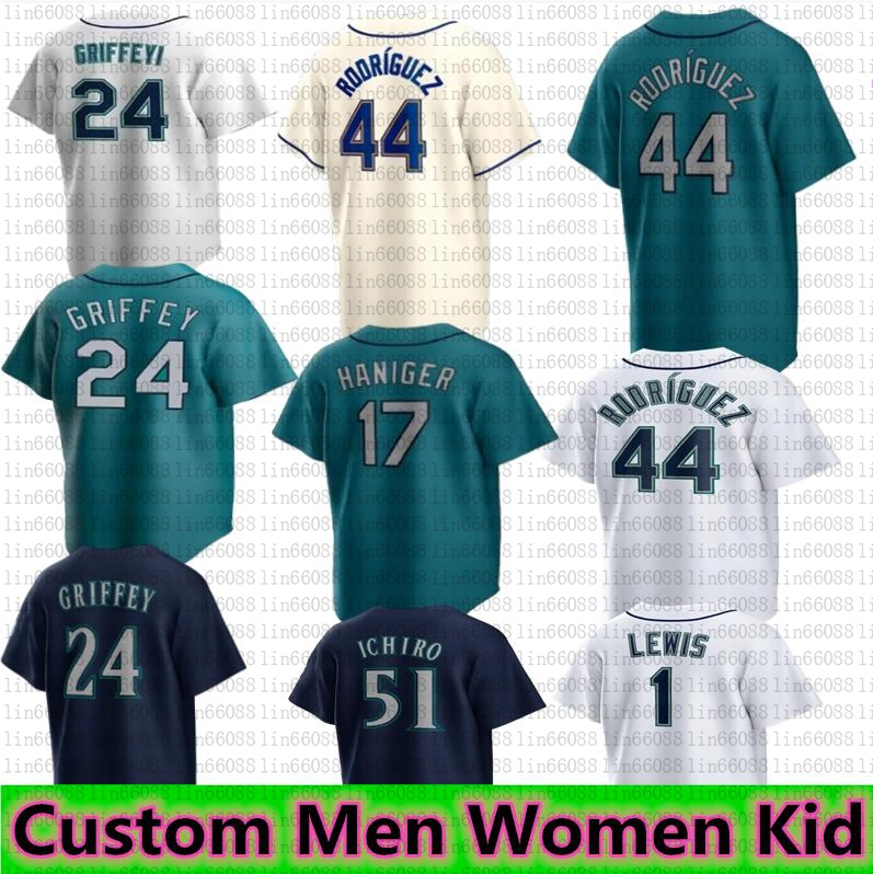 

44 Julio Rodriguez Jersey 24 Ken Griffey Jr 3 JP Crawford Baseball Edgar Martinez Suzuki Ichiro Jarred Kelenic Kolten Wong Matt Brash Marco Gonzales, Youth