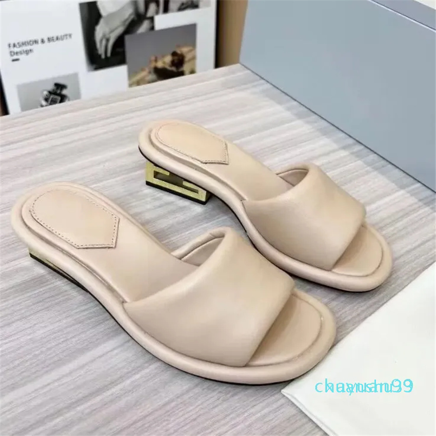 

Summer Sandals Shoes Women Wide-band Leather Slides Sculptural Heel Slip On Mules Comfort Walking -43 BOX