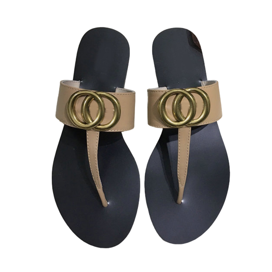 

G* Top Quality Men Woman Classic sandals slippers Summer Rubber shoe beach Slides letter Flat heel designer Metal button Lazy lady Loafers Flip flops, Color 9