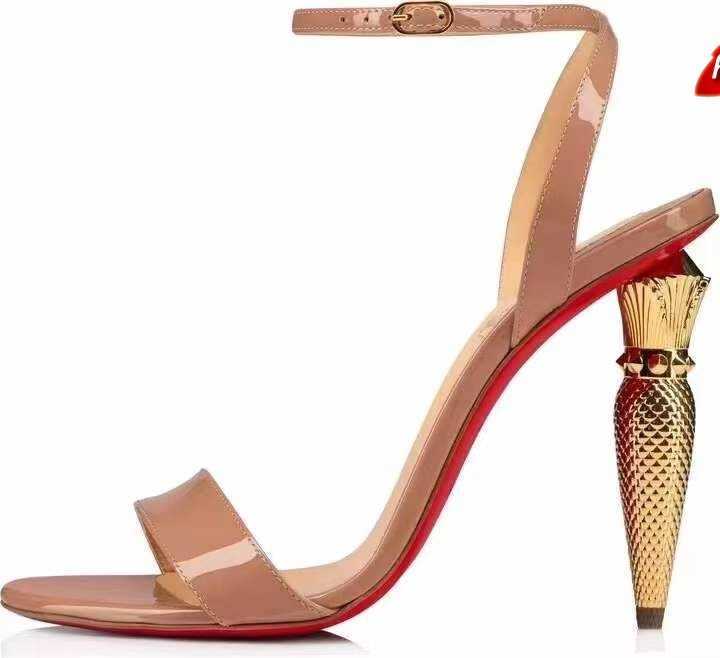 

Christians Red-Bottomes Multicolor pointed fashion women's shoes special-shaped heel sandals European and American 2022 designer shoes size 35-42 stiletto slipper, Black