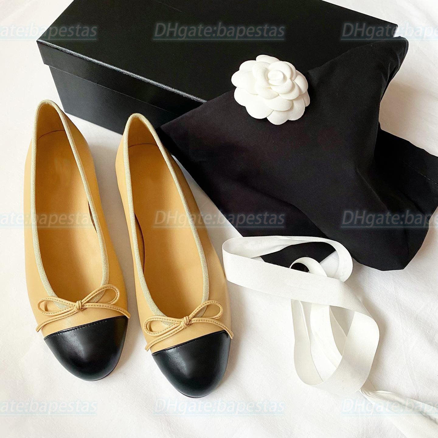 

luxury designer Fashion Cotton tweed ballerinas leather ballet shoe lambskin Round Toe soft sole bow tie Casual lady Loafer shinny bling black, #10