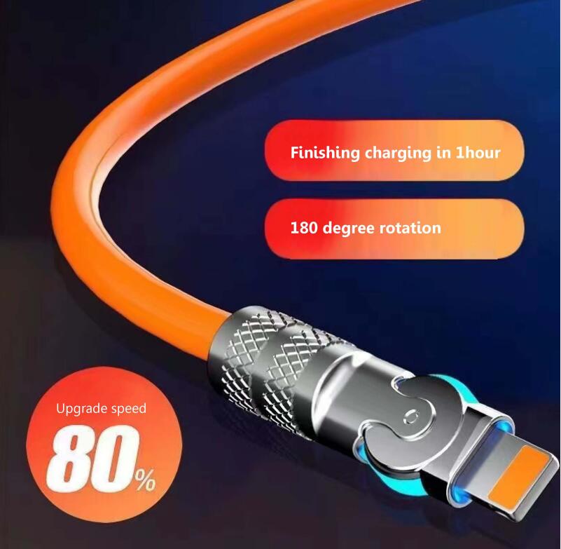 

Fast charging Soft TPE USB cable 180degree Rotate1.5M For Cellphone, Blue