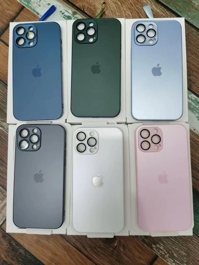 

MagSafe AG Silicone Matte Glass Case For iPhone 14 13 12 11 Pro Max Plus Frosted AG Glass Case With Camera Lens Film Hull, Color mixing