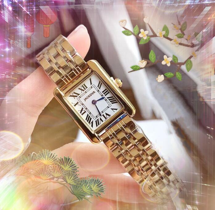 

Fashion Women Square Roman Dial Watches Quartz Movement Silver Gold Dress Lady Tank Series Fine Stainless Steel Clock Original Clasp Analog Casual Wristwatch Gifts, As pic