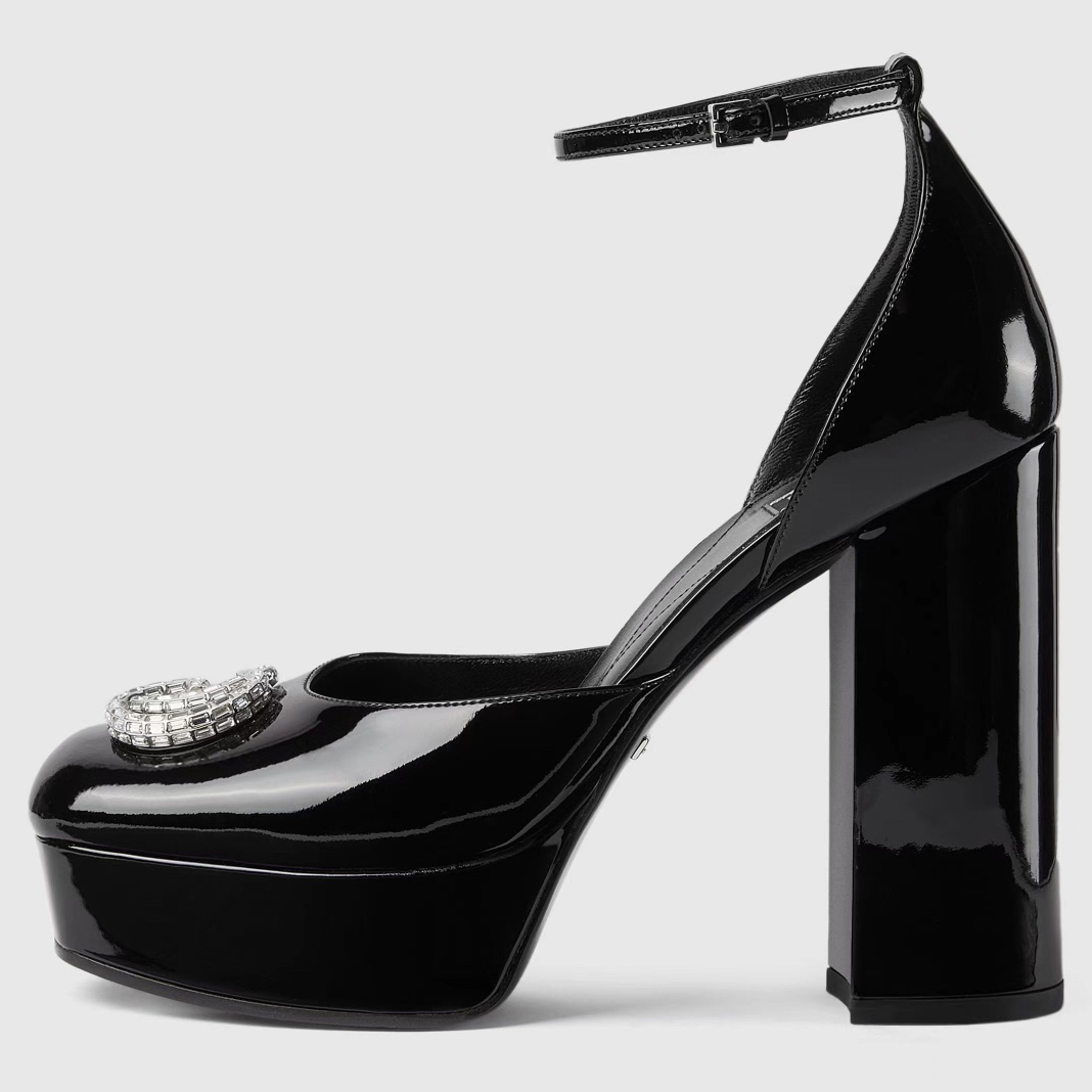 Plateforme talons sandales Designers chaussures de qualité supérieure en cuir en cuir breveté à la cheville de cheville de cheville 12 cm