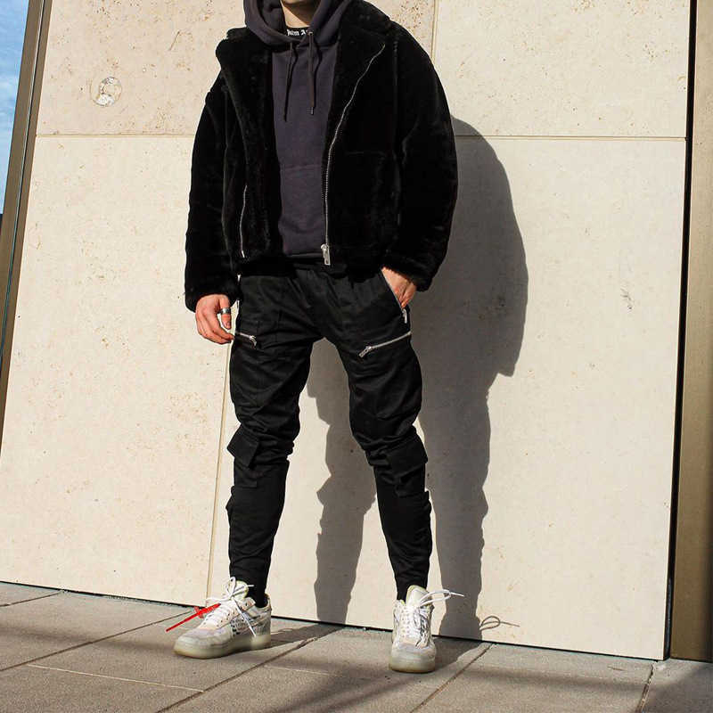 

represent High street representative cargo pants functional multi pocket drawstring woven leggings loose casual trendy INS swaetpants, Black unisex