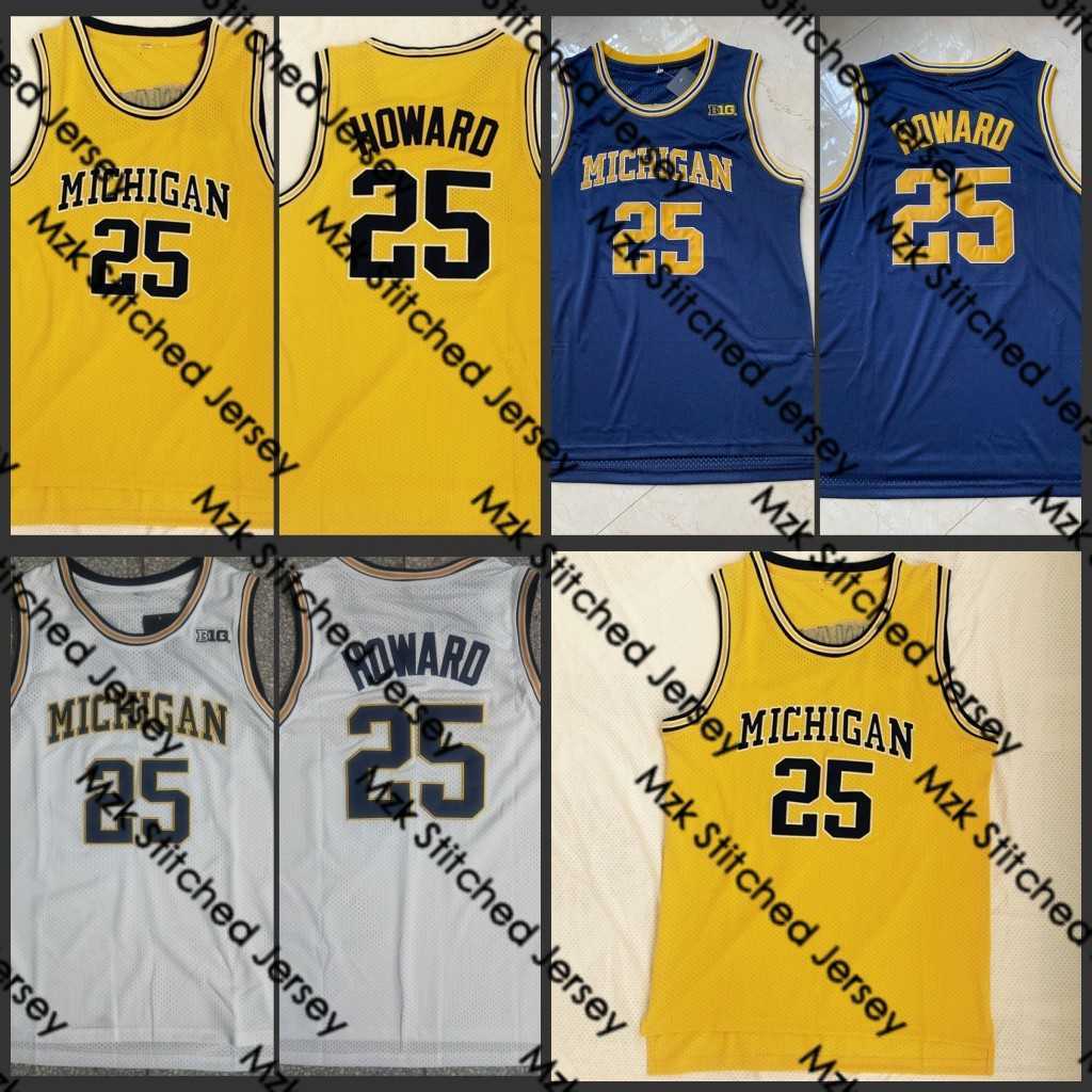 

Mens Michigan Wolverines #25 Jace Howard College Retro Basketball Limited Jersey, Gold