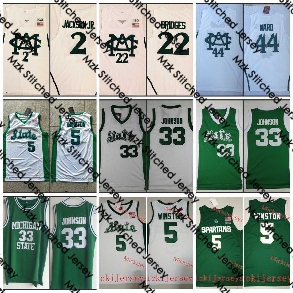 

2 Jaren Jackson Jr. Jersey 22 Miles Bridges Jersey 44 Nick Ward 5 Cassius Winston 33 Magic Johnson Mens 2022 NCAA Stitched College Basketball Jerseys, 33 magic johnson jersey