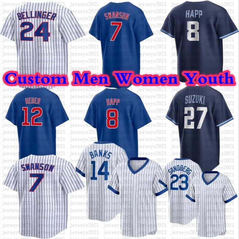 

2023 Wrigleyville Dansby Swanson Baseball Jersey Cody Bellinger Marcus Stroman Ernie Banks Seiya Suzuki Brad Boxberger Ian Happ Nico Hoerner Ryne Sandberg, Youth