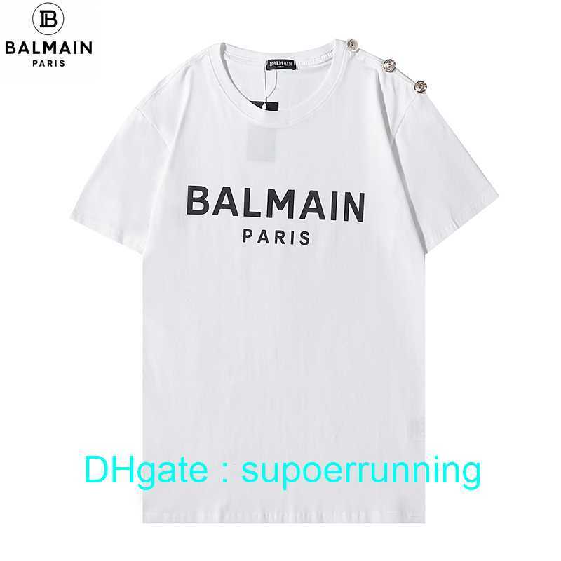 

2023 Balmain Summer Balmain Mens Womens letter T shirt Letter Print Short Sleeve High Street Fashion Couples Cotton reflection Tee polo Brand logo High Street T-shirt, Clear