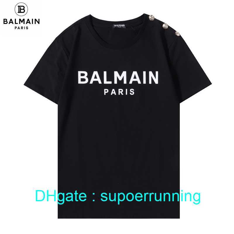 

2023 Balmain Summer Mens Womens letter T shirt Letter Print Short Sleeve High Street Fashion Couples Cotton reflection Tee polo Brand logo High Street T-shirt New, Red