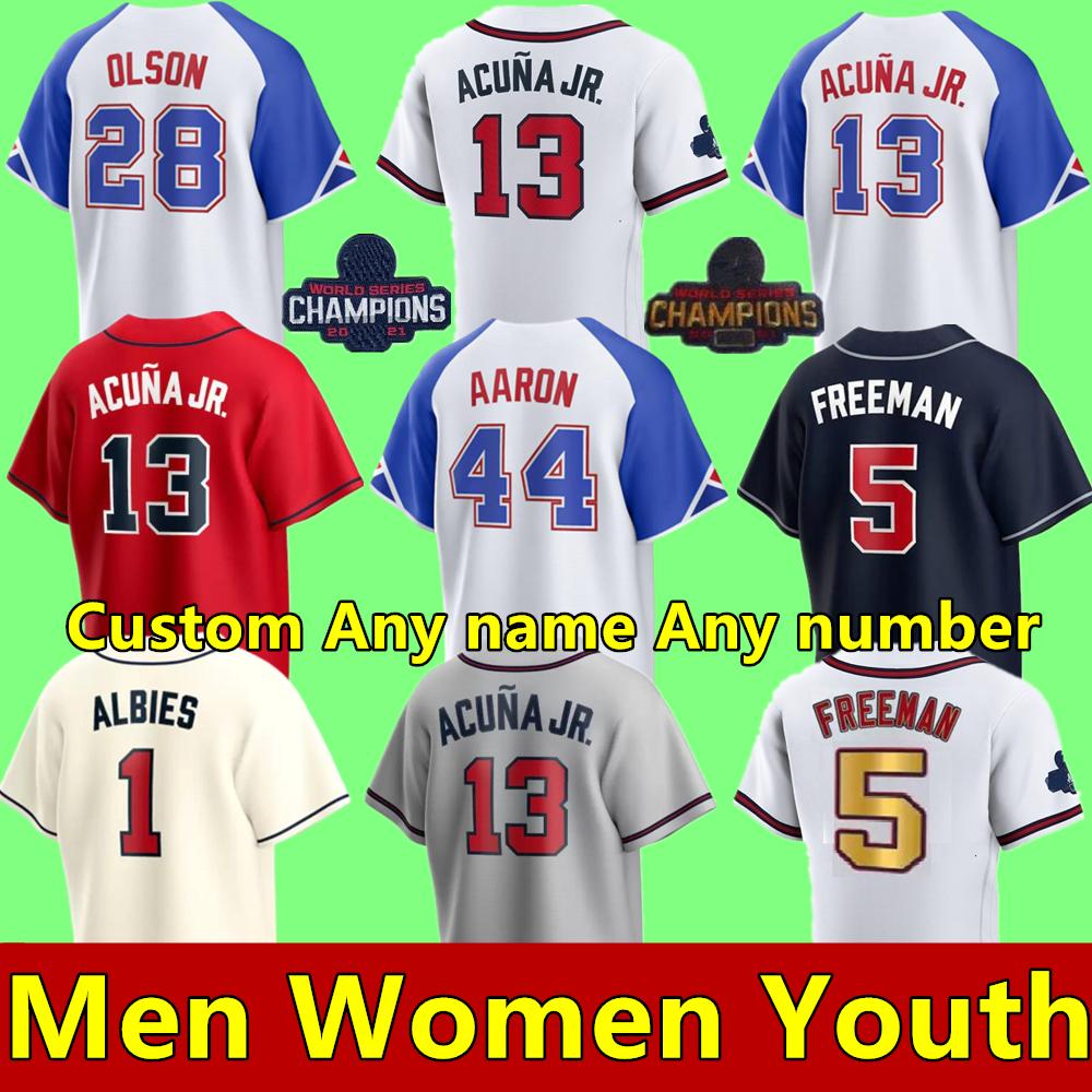 

2023 S-4XL City Connect Jersey Ronald Acuna Jr. MATT OlSON ATlANTA JORGE SOlER DEiON SANDERS AUSTIN RIlEY BRAVE OZZIE ALBIES JONES Men Women Youth Baseball Jerseys, As shown in illustration