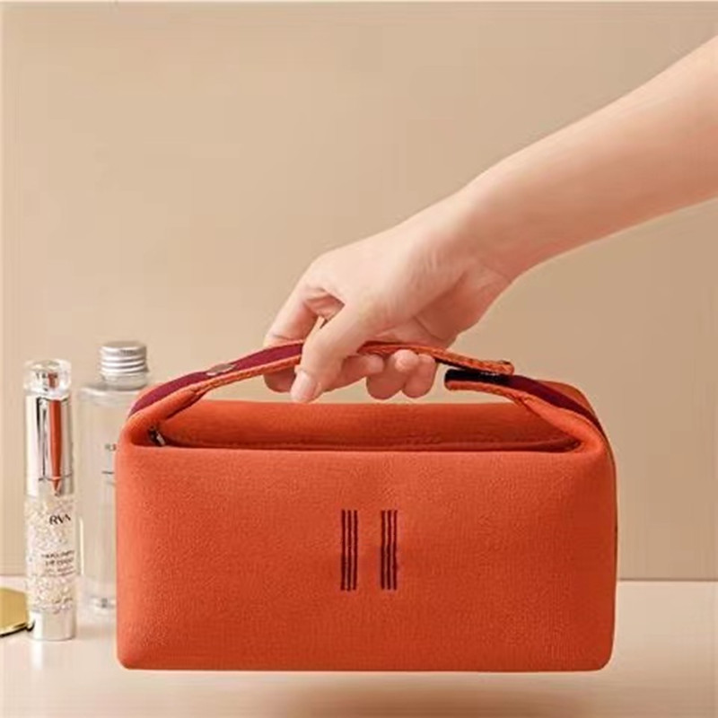 

Advanced Cosmetic Bags Designer canvas bag waterproof large capacity makeup bag Cosmetics Portable storage bag Going out carry-on toiletry bag, Orange