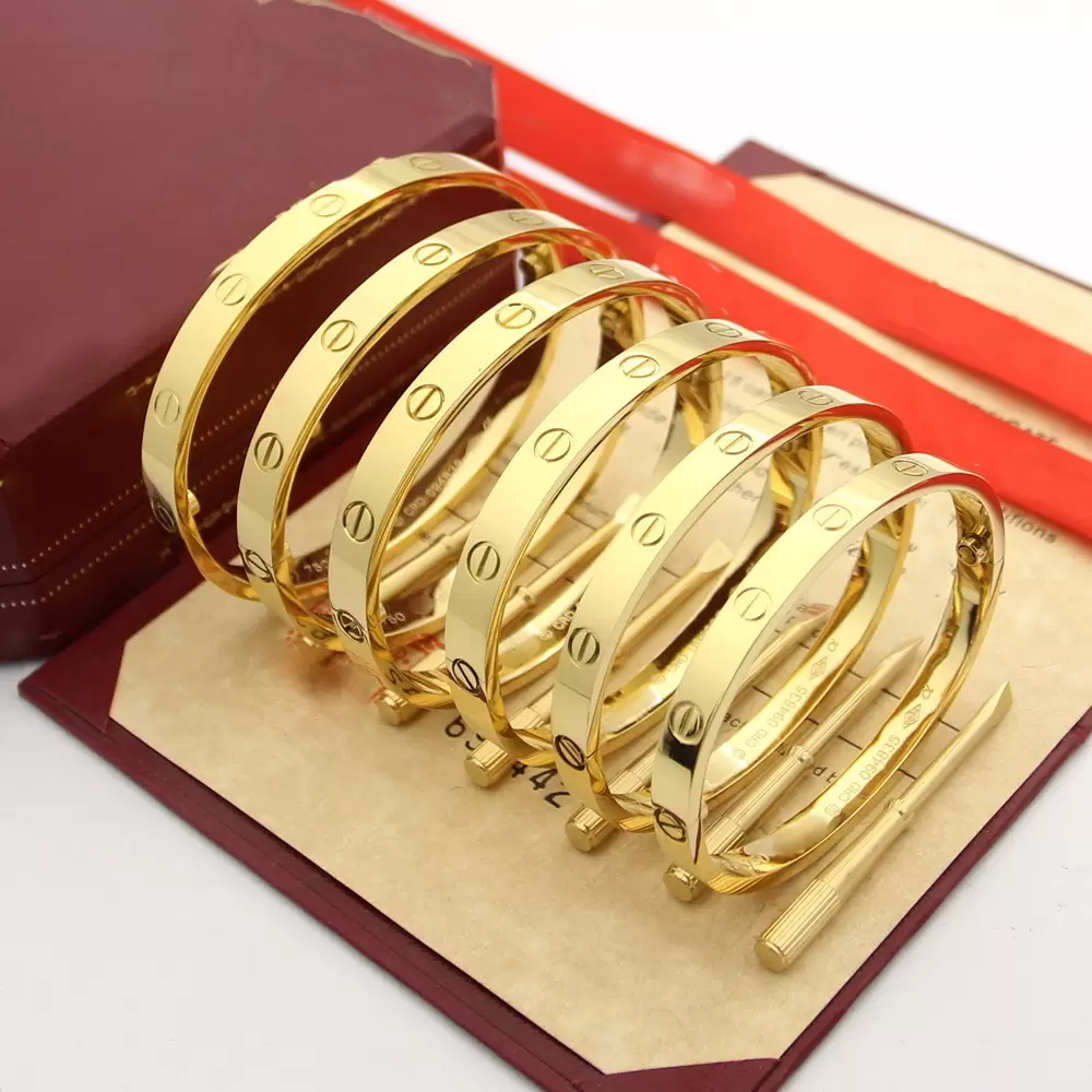 

Love series gold bangle Au 750 18 K never fade 18-21 size with box with screwdriver official replica top quality luxury brand gift for girlfriend couple bracelet
