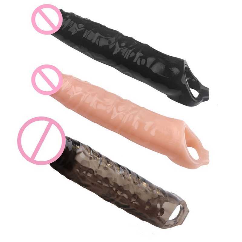 

Sex Toy Massager 28cm Huge Penis Sleeve Bigger Cock Extender Reusable Extensor Enlargement Delay Ejaculation Toy for Men, Transparent black