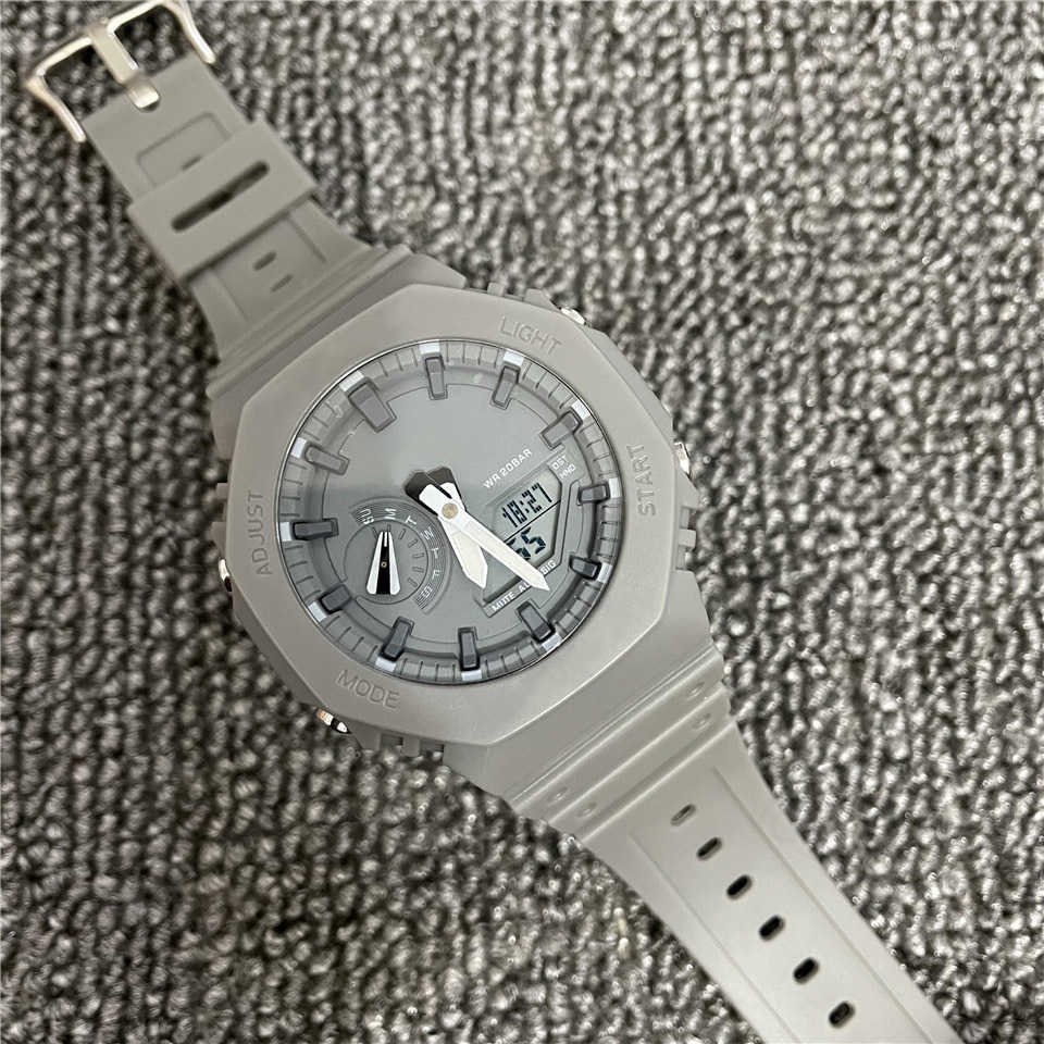 

Other Watches High Quality Mens Sports Watch 2100 Series Quartz LED Dual Display Water Proof Multifunction Shock Watches Montres Homme J230413