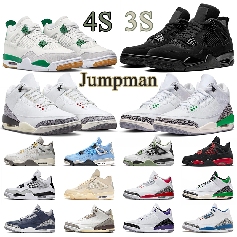 

jumpman 4s 4 3s 3 Basketball Shoes mens trainers Black Cat Pine Green Red Thunder White Cement Reimagined Fire Red UNC men women sport sneakers, 40-47 photon dust