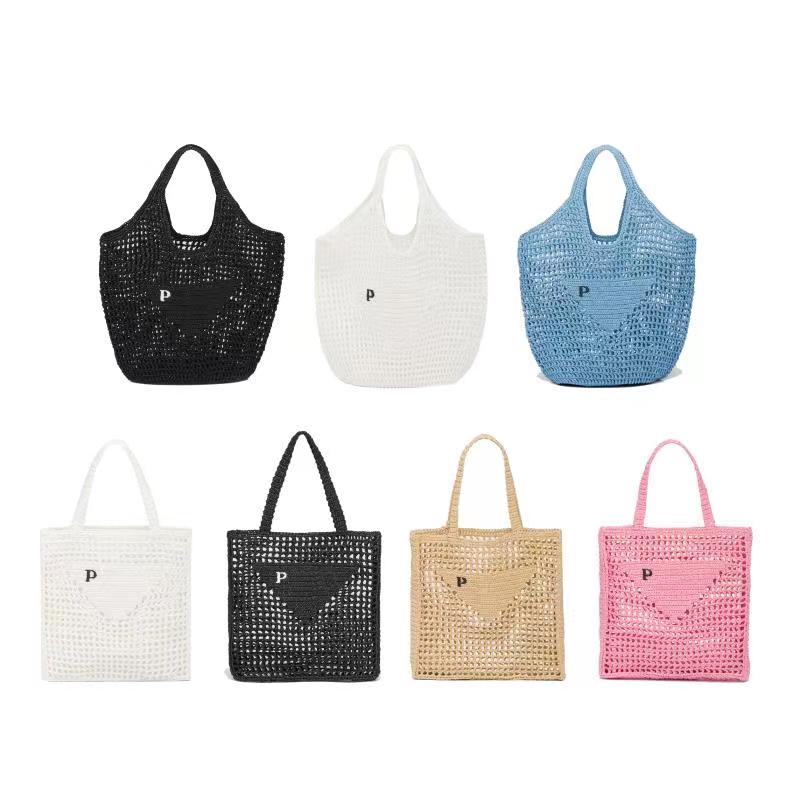 

Triangle Raffia New Straw Shoulder bag prad tote High quality handbag Purse wallet clutch bags Women's man Hobo Crossbody Luxurys designer Plain Open beach Bag, Purple