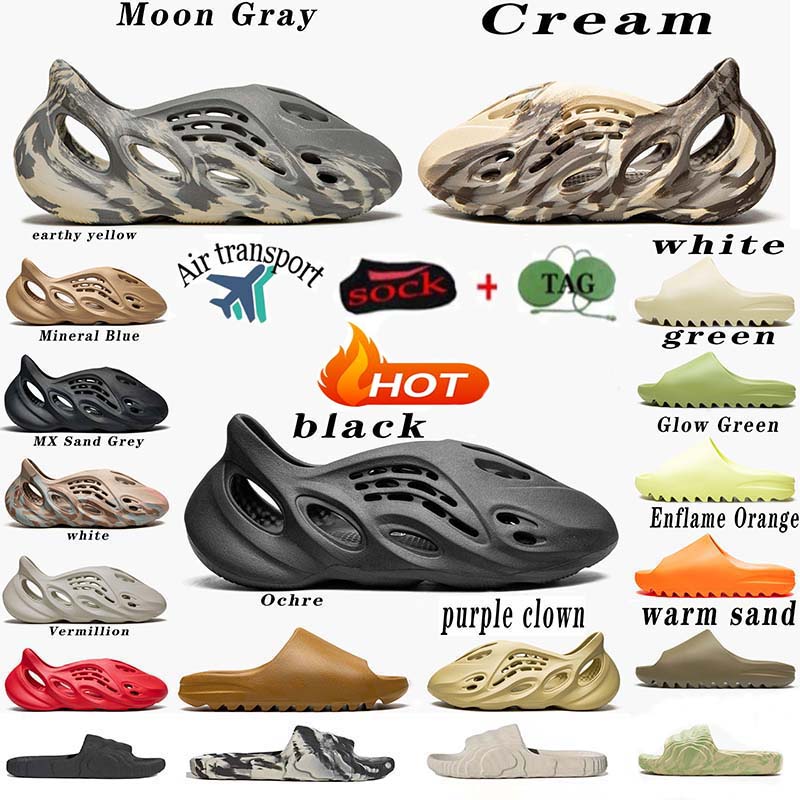 

slides foam runners Sandals Slippers foam runners Foam Slide Slides Sulfur Stone Sage Mineral Blue Pure Resin Belt Men Ladies Clogs Ochre, #13