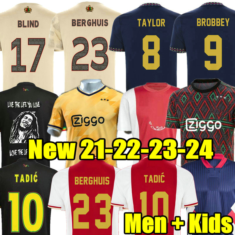 

TADIC FANS Player 21 22 23 24 AjaXS Soccer Jerseys BASSEY BERGHUIS Third black Kit KLAASSEN BERGWIJN MARLEY 2022 2023 Retro football shirts men kids uniforms CRUYFF, 22 23 home adult