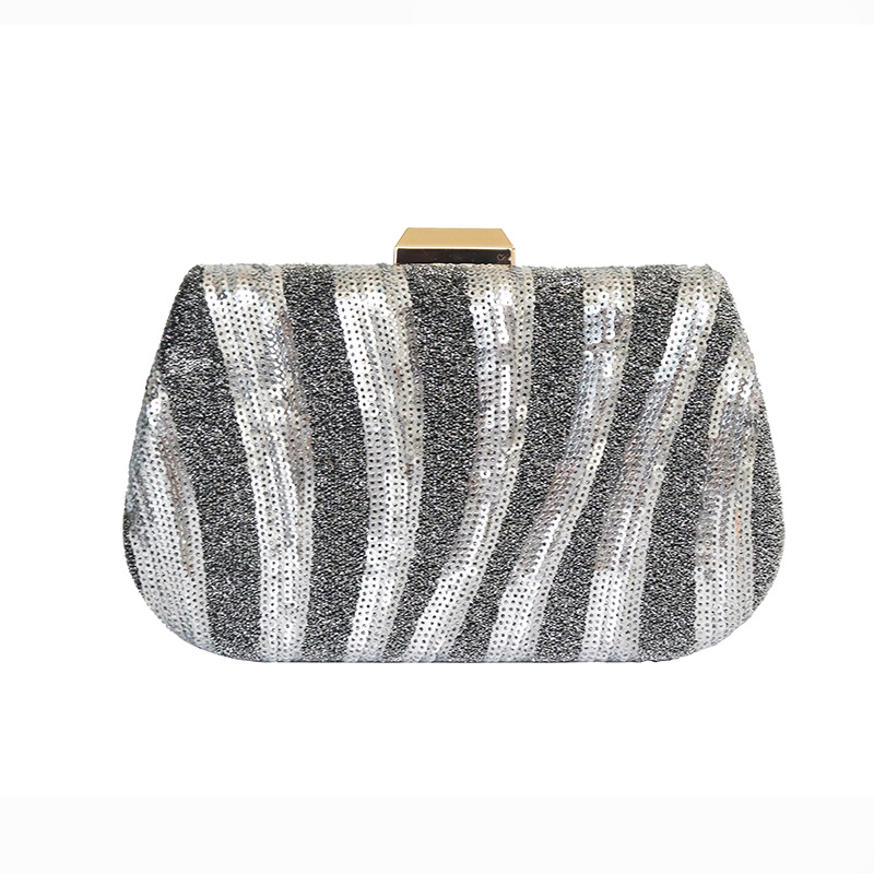 

Luxury bag handclutch Evening bag handbags fashion sequins hand bag new stripe bead piece cross-border dress evening bags tin box Clutch bag