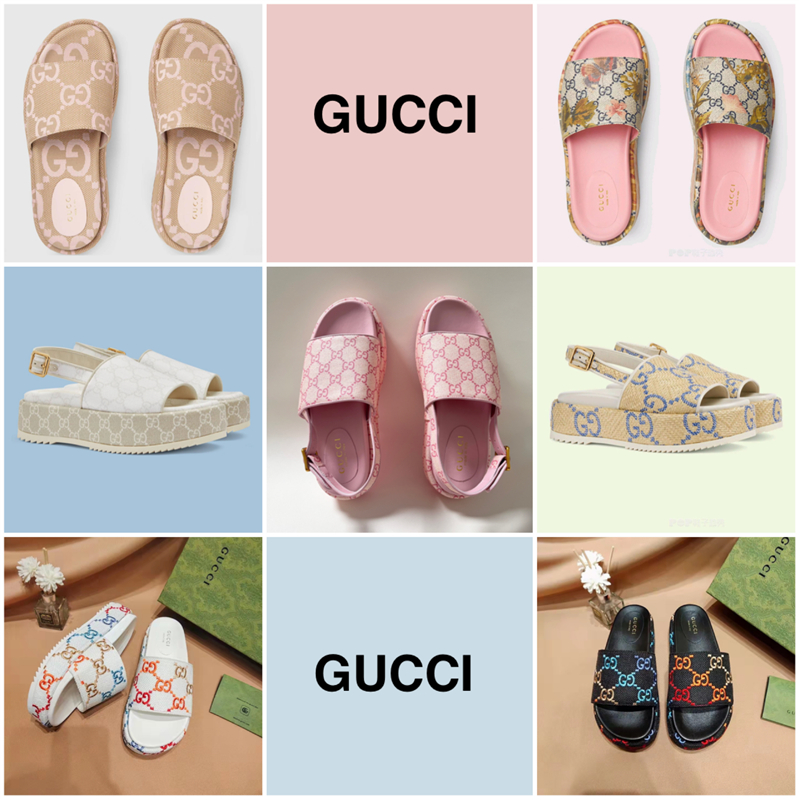 1: 1 Dupe Gu-cci Sandales à plateforme pour femmes GG Slides pour femmes EU 35-42 avec option de boîte