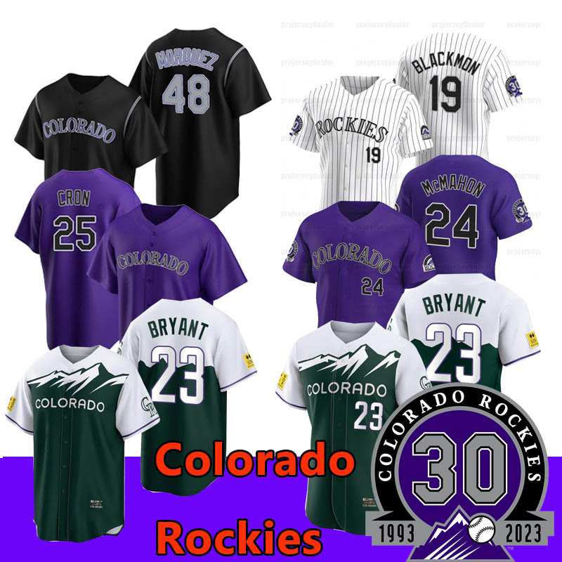

38 Jorge Alfaro 2023 30th Rockies Jersey Kris Bryant Charlie Blackmon C.J. Cron Ryan McMahon Elehuris Montero Yonathan Daza Elias Diaz Ezequiel Tovar Colorado, Purple cool base mens s-xxxl