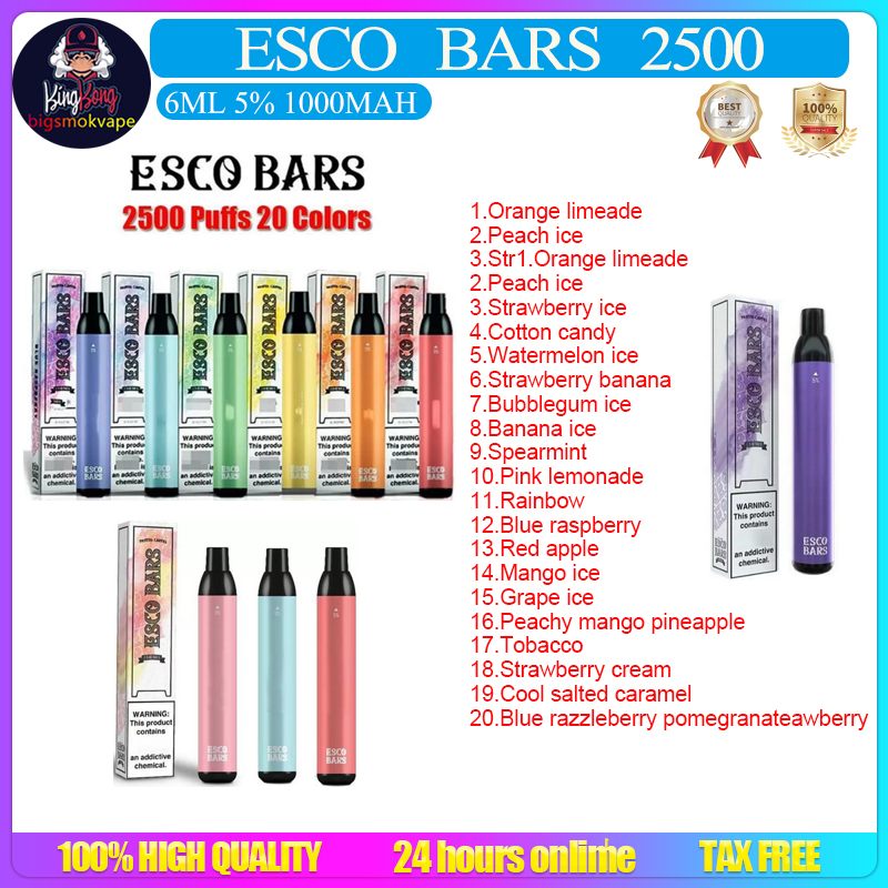 

ESCO BARS Disposable Vape E Cigarettes Device 2500 Puffs 1000mAh Battery 8ml Prefilled Mesh Coil Cartridge Pod Vape Pen