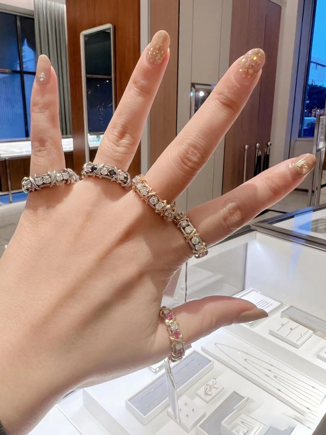 

gold silver stones rings classic luxury for women men luxury Fashion unisex jewelry designer jewlery party gifts Accessories Wedding cool girls Size 6 7 8 cool green