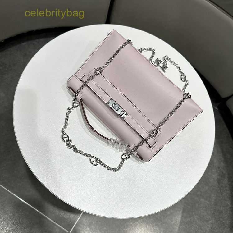 

Designer Kellies Handbags Hemres Generation Advanced Swift Leather Baotou Layer Cowhide Pig Nose Chain Bag Crossbody Small Handbag Girl 1 has logo 3N7A, Milk shake silver buckle (with chain