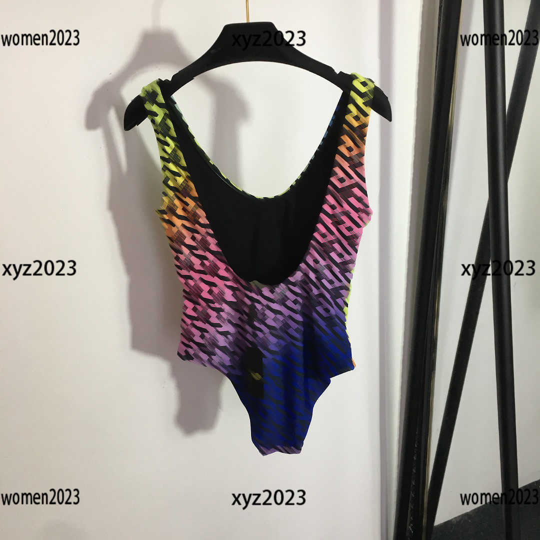 

women bikini Gradient Rainbow Swimwear girl one piece swimsuit Size -XL Strap underwear and briefs new arrival, #1