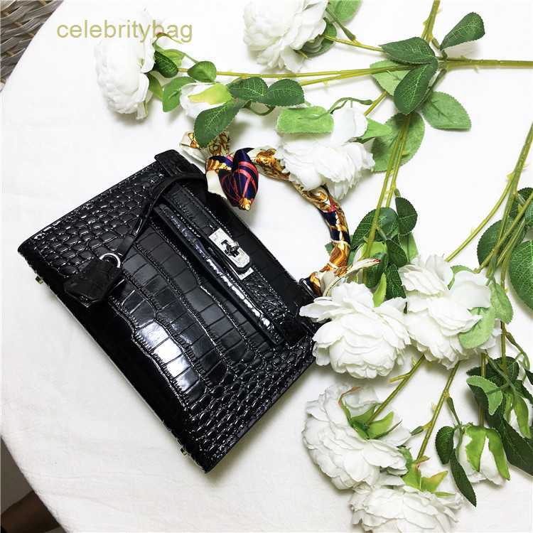

Designer Kellies Handbags Hemres 's New Women's Bag Second Generation High gloss Crocodile Pattern Portable One Shoulder Crossbody Silver Buckle 22cm 1 has logo 1KUR, White8