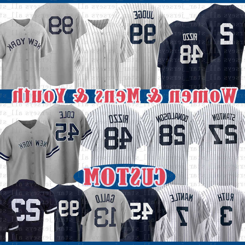 

99 Aaron Judge Anthony Rizzo Baseball Jersey Derek Jeter New Gerrit Cole Dj Lemahieu York Josh Donaldson Giancarlo Stanton Gleyber Torres Joey Gallo Ma, No name -mens cool base (yj)