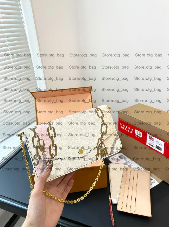 

New Spring Nautical Felicie Pochette Chains Bag N40466 Women Designer Three-piece Wallet Sets Cross Body Shoulder Leather bags Luxury Five-color Nautical Ropes