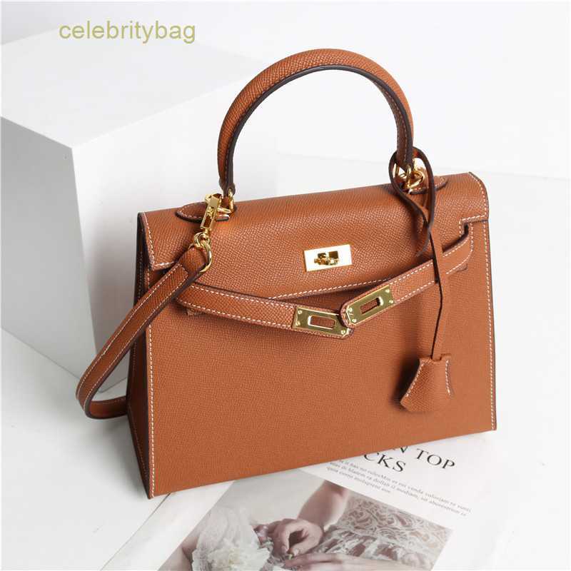 

Designer Kellies Handbags Hemres 2023 Genuine leather spring new fashion high quality portable one-shoulder cross-body second-generation has logo 9I73, Golden brown