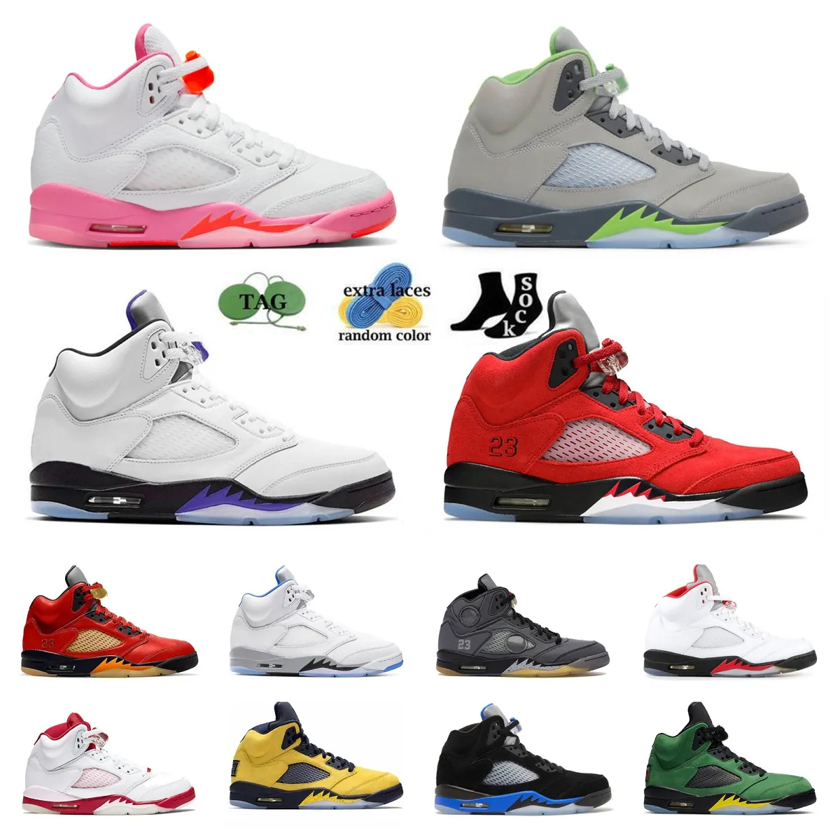 

Jumpman 5 V Men Basketball Shoes 5s Aqua UNC Anthracite Dark Concord Green Bean Raging Red Stealth Fire Wings Ice Sports Sneakers, 26