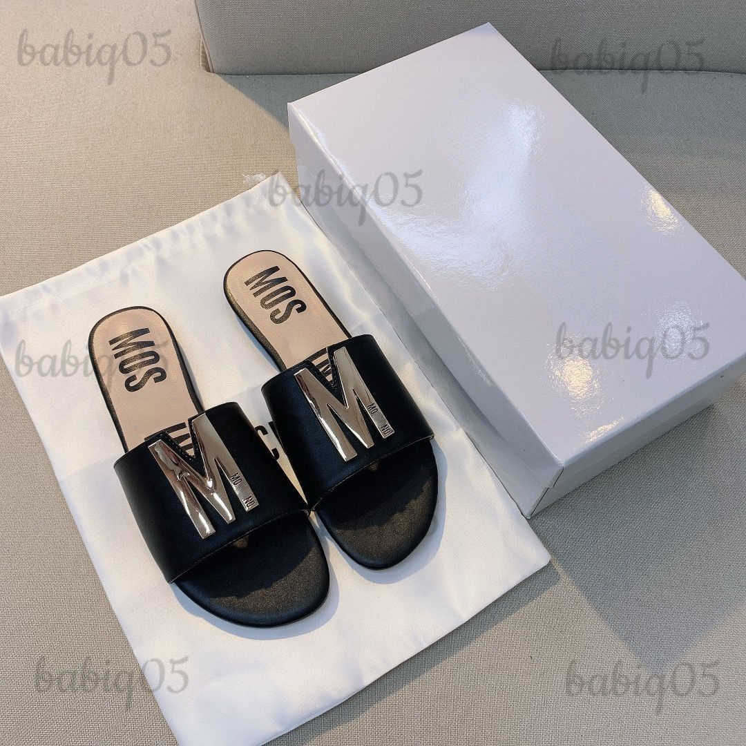 

Designer Slippers Moschi 2022 M Big Letter Flattie Early Spring New Trendy Sandal Women's Shoes T230408, Ivory