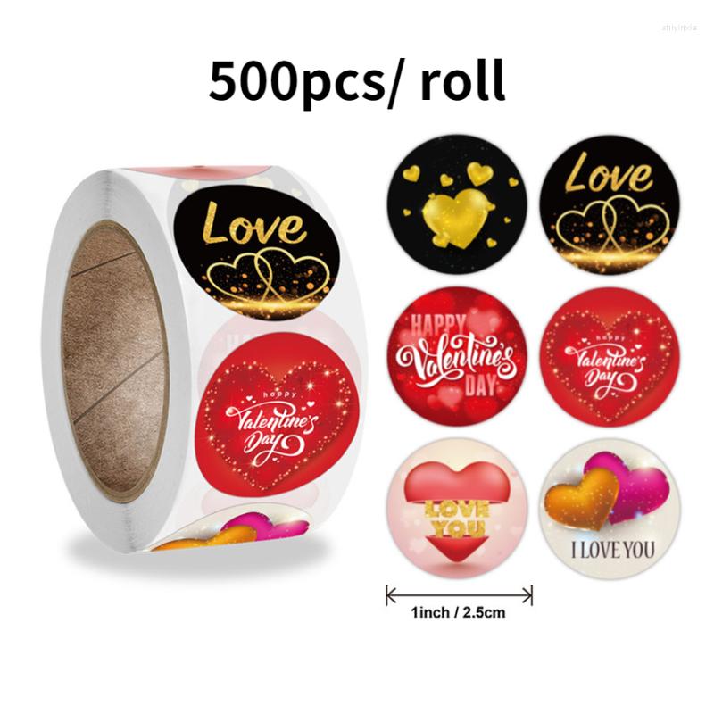 

Gift Wrap 500pcs/ Roll /1 Inch Valentine's Day Sticker Thank You Sealing Labels I LOVE With Heart Wedding Party Box Tag