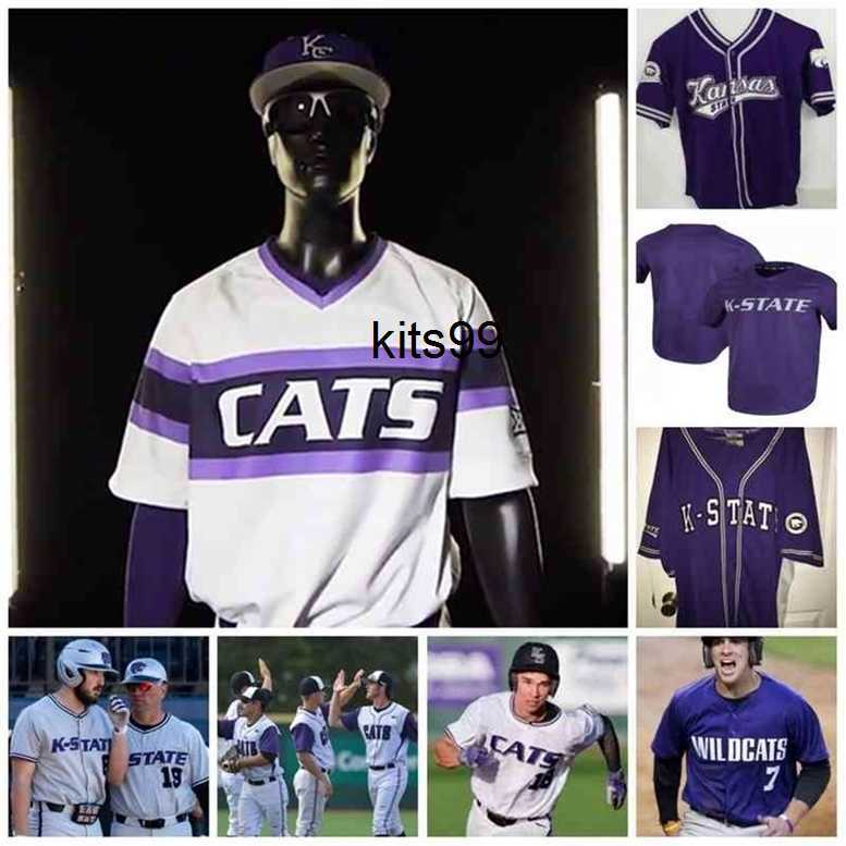

College Baseball Wears GlaC202 2023 Mens Womens Youth Kansas State Wild Cats Custom Any Number Any Name NCAA Baseball Jersey, As picture 3