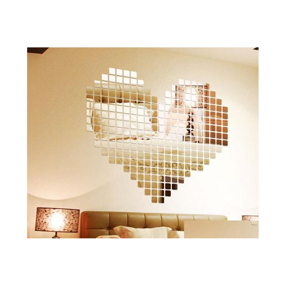 

Wall Stickers 100Pcs/Lot 2X2Cm Sier 3D Sticker Mosaic Mirror Sofa Living Room Decoration Drop Delivery Home Garden Dhhqp