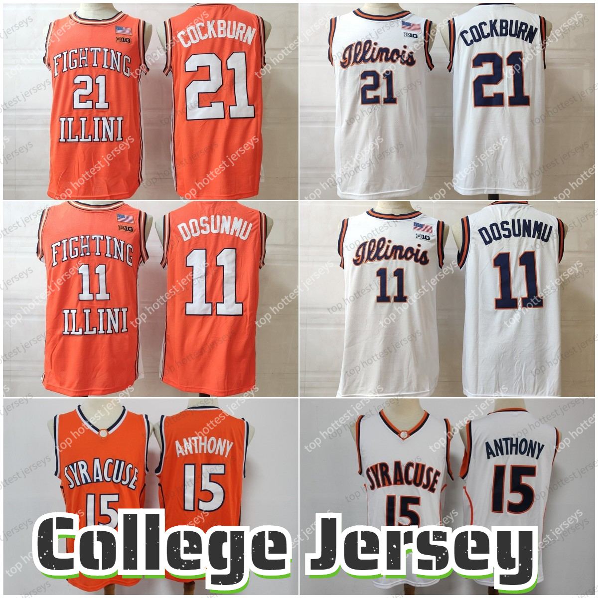 

Illinois Fighting Illini 21 Kofi Cockburn Jersey 11 Ayo Dosunmu Syracuse Orange 15 Carmelo Anthony Mens Basketball Jerseys College All Stitched Shirts NCAA Orange, Men jersey