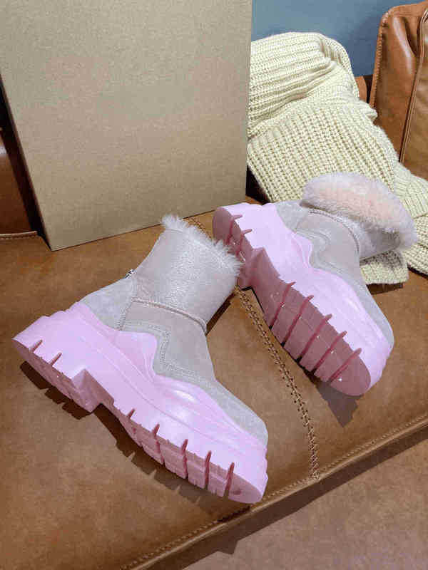 

Snow Boots Winter Wool Brands Women Ankle Booties Boots Brand Fashion Comfortable Warm Casual Sports Shoes Pink 0408