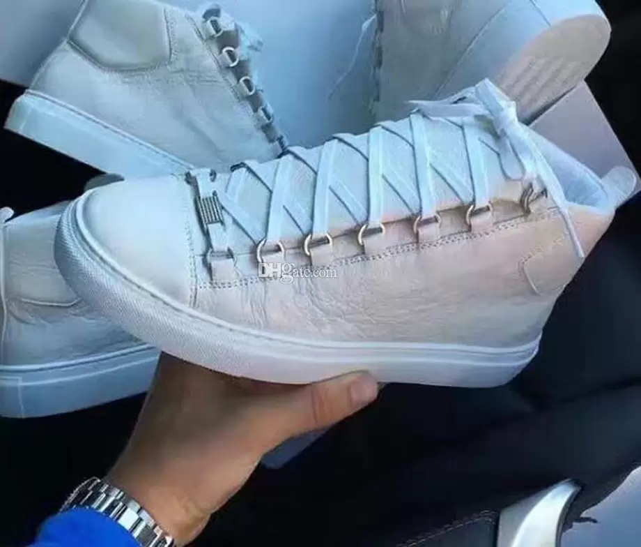 

Classic Mens Casual Sneakers Arena Flats Sneaker High Tops skate Shoes men Fashion Casuals Lace Up Shoe Wrinkled leather outdoor walking fastship