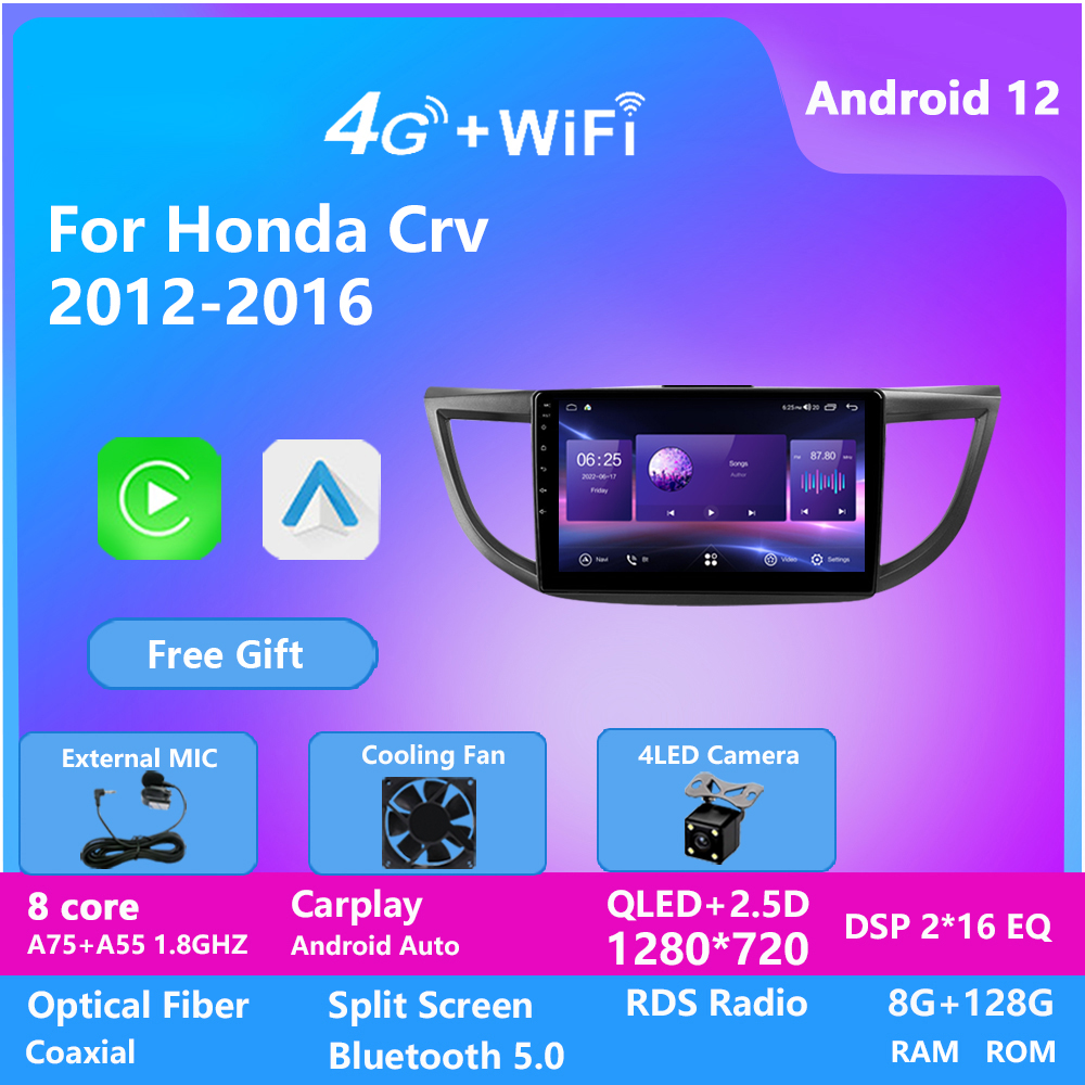 

9inch Android IPS 2.5D Screen Car Video Multimedia Player for Honda CRV 2012-2016 Support DSP 4G LTE Built-in CarPlay