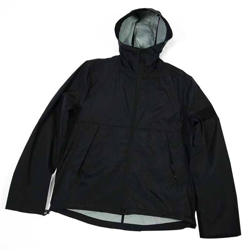 

Spring Autumn Outdoor 3L-TC Hooded Jacket Windproof Armband Patch Jacket, Black